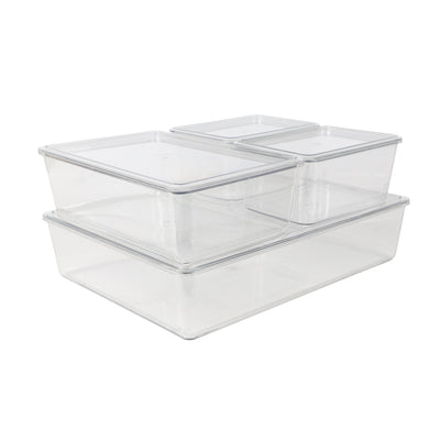 Brody Stackable Plastic Storage Box with Lids Office Desktop Organizers, Set of 4 - View 1