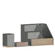 Galvanized |#| Galvanized Finish Metal and Rustic Wood 3 Piece Desktop or Vanity Organizer Set