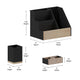 Black |#| Black Finish Metal and Rustic Wood 3 Piece Desktop or Vanity Organizer Set