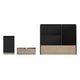 Black |#| Black Finish Metal and Rustic Wood 3 Piece Desktop or Vanity Organizer Set