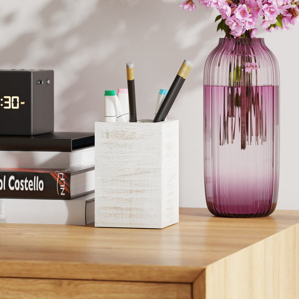 White Wash |#| Whitewashed Wooden 3 Piece Organization Set for Desktop, Tables, or Vanity