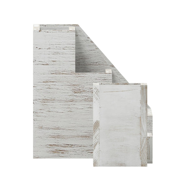 White Wash |#| Whitewashed Wooden 3 Piece Organization Set for Desktop, Tables, or Vanity