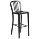 Black |#| 24inch Round Black Metal Indoor-Outdoor Bar Table Set with 4 Slat Back Stools