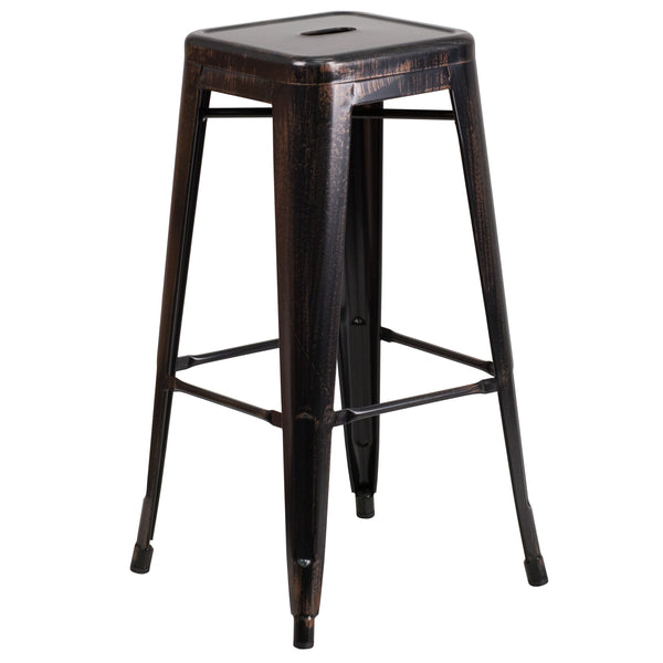 Red |#| 30inch Round Red Metal Indoor-Outdoor Bar Table Set with 2 Backless Stools