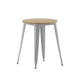 Brown/Silver |#| 23.75inch RD Commercial Poly Resin Restaurant Table with Steel Frame-Brown/Silver