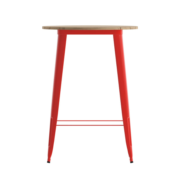 Brown/Red |#| 30inch RD Commercial Poly Bar Top Restaurant Table with Steel Frame-Brown/Red