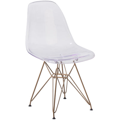 Elon Series Ghost Chair with Gold Metal Base - View 1