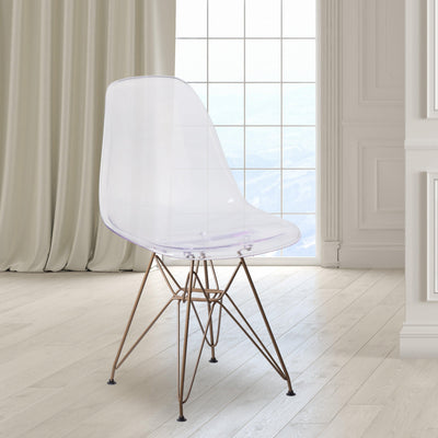 Elon Series Ghost Chair with Gold Metal Base - View 2