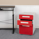 White and Red |#| Ergonomic 3-Drawer Mobile Locking Filing Cabinet-White with Red Faceplate