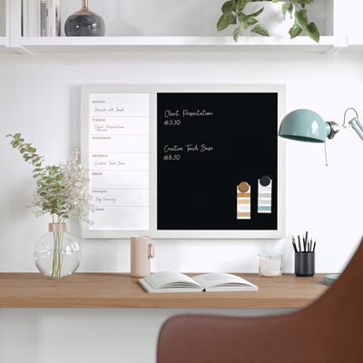 Everette Magnetic Weekly Calendar Dry Erase Board and Chalk Board with Liquid Chalk Marker and Magnets, Woodgrain Frame - View 2