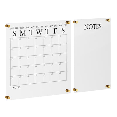 Grayson Acrylic Wall Calendar and Notes Board with Dry Erase Marker and Mounting Hardware, Set of 2 - View 1