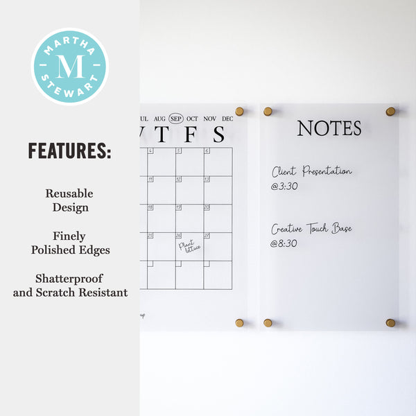 Clear/Black |#| Premium Clear Acrylic Monthly Wall Calendar and Notes Board with Black Printing