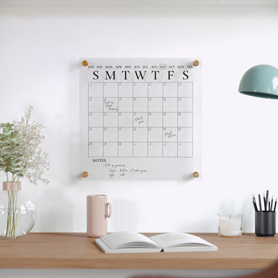 Grayson Acrylic Wall Calendar with Dry Erase Marker and Mounting Hardware, 14" Square, w/Black Print - View 2