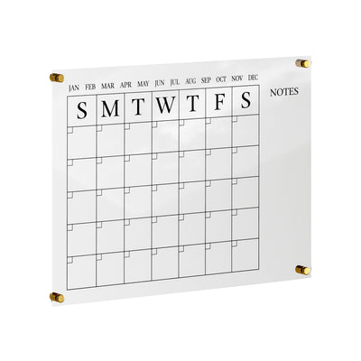 Grayson Acrylic Wall Calendar with Notes with Dry Erase Marker and Mounting Hardware, 24" x 18", w/Black Print - View 1