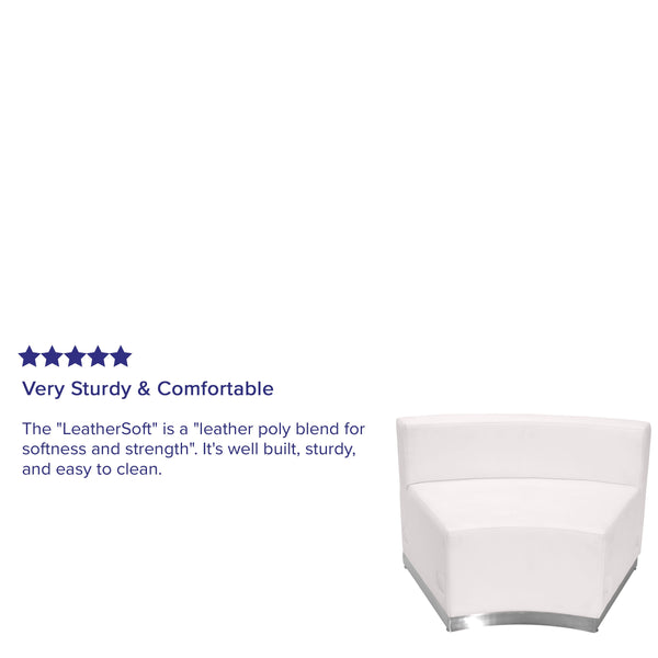 Melrose White |#| White LeatherSoft Concave Chair with Brushed Stainless Steel Base