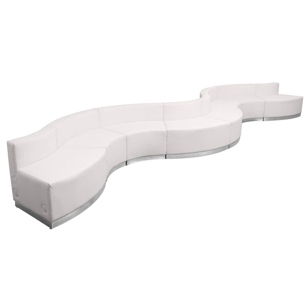 Melrose White |#| 8 PC White LeatherSoft Modular Reception Configuration w/Taut Back &Seat