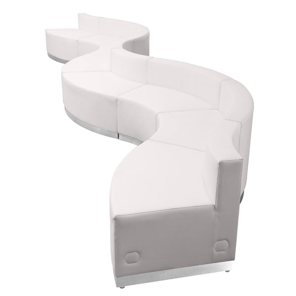 Melrose White |#| 8 PC White LeatherSoft Modular Reception Configuration w/Taut Back &Seat