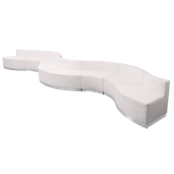 Melrose White |#| 8 PC White LeatherSoft Modular Reception Configuration w/Taut Back &Seat