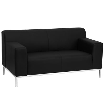 HERCULES Definity Series Contemporary LeatherSoft Loveseat with Line Stitching and Integrated Stainless Steel Frame - View 1