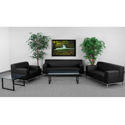 HERCULES Definity Series LeatherSoft Reception Room Set with Line Stitching and Integrated Stainless Steel Frame - View 2