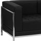 Black |#| Black LeatherSoft Modular Sofa with Quilted Tufted Seat and Encasing Frame
