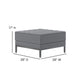 Gray |#| Gray LeatherSoft Quilted Tufted Modular Ottoman with Stainless Steel Legs
