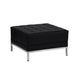 Black |#| Black LeatherSoft Quilted Tufted Modular Ottoman with Stainless Steel Legs