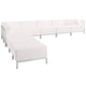 Melrose White |#| 9 Piece White LeatherSoft Modular Sectional Configuration - Stainless Steel Legs