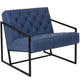 Retro Blue |#| Retro Blue LeatherSoft Tufted Lounge Chair w/Integrated Frame & Slanted Arms