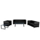 Black |#| Black LeatherSoft Reception Set with Double Bar Encasing Frame