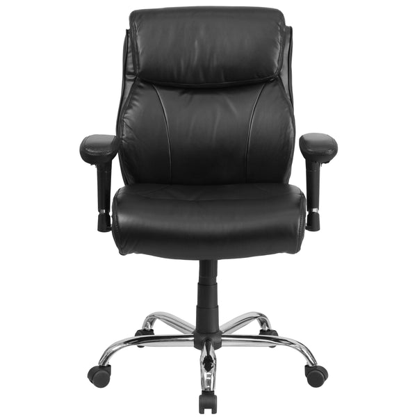 Black LeatherSoft |#| Big & Tall 400 lb. Rated Mid-Back Black LeatherSoft Ergonomic Task Office Chair