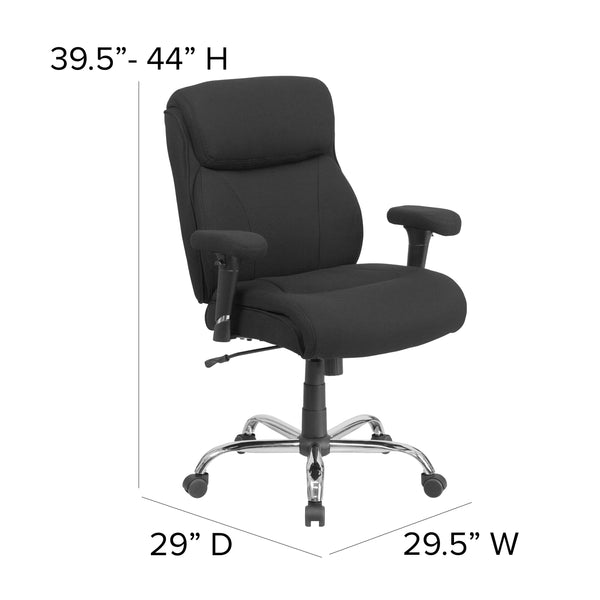 Black Fabric |#| Big & Tall 400 lb. Rated Mid-Back Black Fabric Ergonomic Task Office Chair
