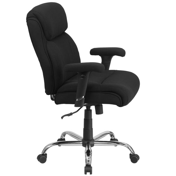Black Fabric |#| Big & Tall 400 lb. Rated Mid-Back Black Fabric Ergonomic Task Office Chair