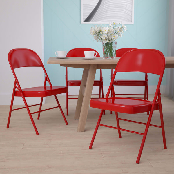 Red |#| Double Braced Red Metal Folding Chair - Event Chair - Portable Chair