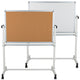 45.25"W x 54.75"H |#| 45.25"W x 54.75"H Reversible Mobile Cork Bulletin & White Board with Pen Tray