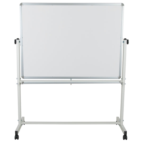 53"W x 62.5"H |#| 53"W x 62.5"H Reversible Mobile Cork Bulletin & White Board with Pen Tray