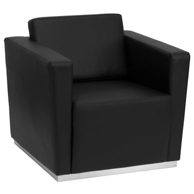 HERCULES Trinity Series Contemporary LeatherSoft Chair with Stainless Steel Recessed Base - View 1