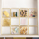 Set of 12 Plastic Stacking Desk Drawer Organizers with Gold Trim - 3 x 3