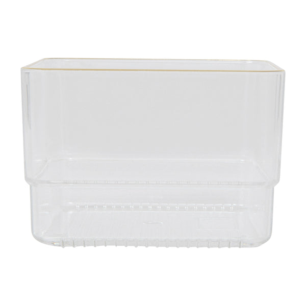Set of 12 Plastic Stacking Desk Drawer Organizers with Gold Trim - 3 x 3