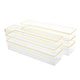 Set of 6 Plastic Stacking Desk Drawer Organizers with Gold Trim - 12 x 3