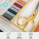 Set of 6 Plastic Stacking Desk Drawer Organizers with Gold Trim - 12 x 3