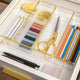 Set of 6 Plastic Stacking Desk Drawer Organizers with Gold Trim - 12 x 3