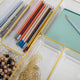 Set of 8 Plastic Stacking Office Desk Drawer Organizers with Gold Trim