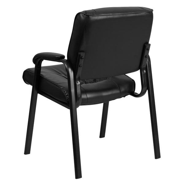 Black LeatherSoft/Black Frame |#| Black LeatherSoft Executive Side Reception Chair with Black Frame - Home Office