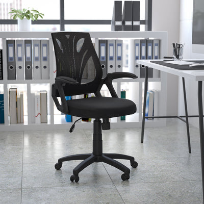 Mid-Back Designer Mesh Swivel Task Office Chair with Open Arms - View 2