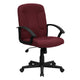 Burgundy |#| Mid-Back Burgundy Fabric Executive Swivel Office Chair with Nylon Arms