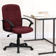 Burgundy |#| Mid-Back Burgundy Fabric Executive Swivel Office Chair with Nylon Arms