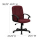 Burgundy |#| Mid-Back Burgundy Fabric Executive Swivel Office Chair with Nylon Arms