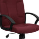 Burgundy |#| Mid-Back Burgundy Fabric Executive Swivel Office Chair with Nylon Arms