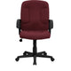 Burgundy |#| Mid-Back Burgundy Fabric Executive Swivel Office Chair with Nylon Arms